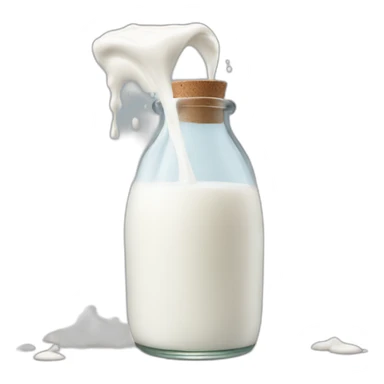 a bottle of milk dropping milk in a glass sticker