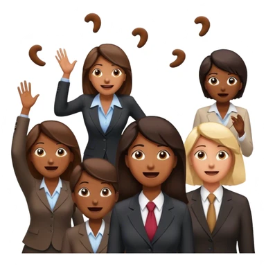 Poop flying everywhere executives trying to catch it as another women worker laugh looking on l sticker