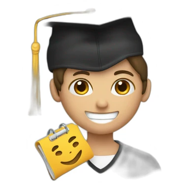 a student with a timetable in his hand and a black academic cap sticker