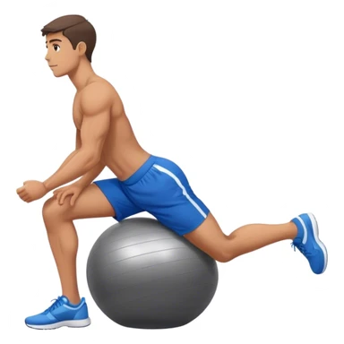 fit man with blue shorts stability ball exercises sticker