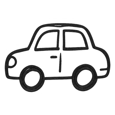 car, hand-drawn outlined icon style, no fill sticker