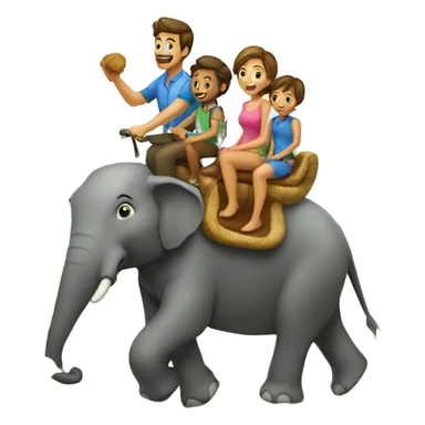 family riding elephan sticker