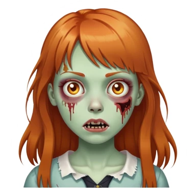 zombie girl with long ginger hair and bangs sticker