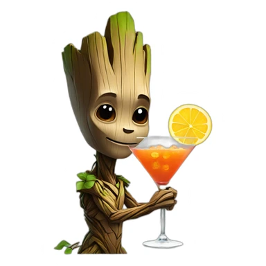 Groot with cocktail sticker