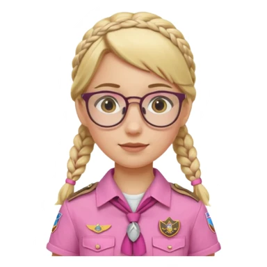 scout girl with pink scout uniform i, blonde braided haired and glassess sticker