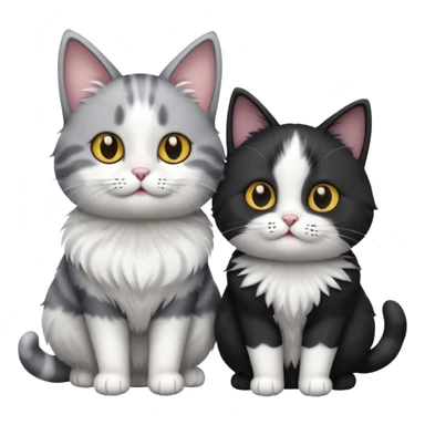 Grey and white cat with black and white cat  sticker