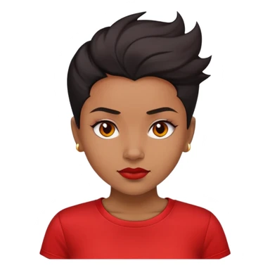 light brown skin girl with short slick back black and flamey hair red t-shirt  sticker