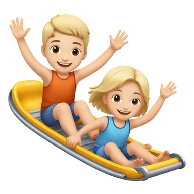 two children sliding together, happy and energetic sticker