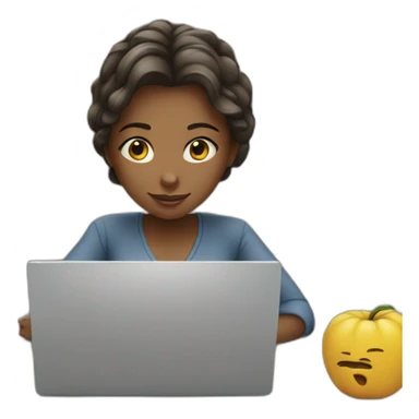 girl working in IT with laptop sticker