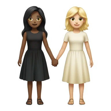 Girl with black hair and blond girl holding hands sticker