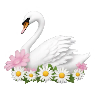 Swan with daisy flower pink sticker