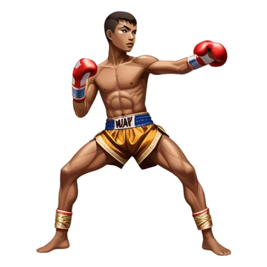 Muay Thai traditional – Cinematic Realistic Traditional Muay Thai Fighter, depicted in authentic Muay Thai attire with arm bands and shorts, poised in a dynamic fighting stance in a traditional Thai stadium, rendered with vivid textures and dramatic, high-contrast lighting that accentuates the art’s intensity. sticker