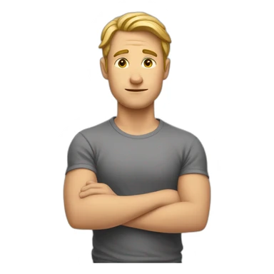 white man shrugging with shoulders and hand sticker