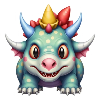 sad triceratops clown sticker