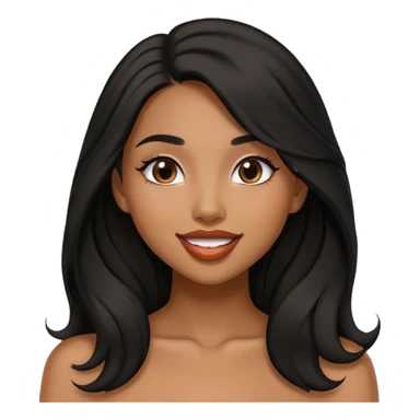 Tan girl with black long hair classy kisses smiles sticker