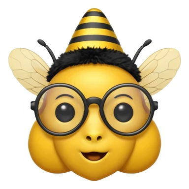 party hat bee with glasses sticker