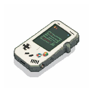 Retro gaming handheld device with screen visible, viewed at 45 degree angle sticker