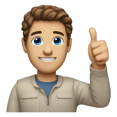A man with brown hair blue eyes giving a thumbs up sticker