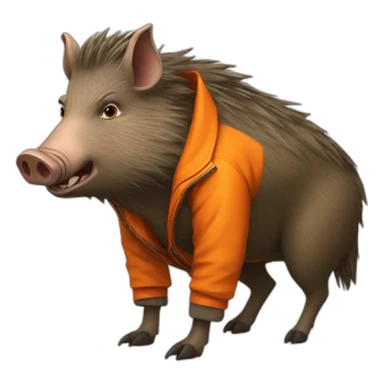 ANGRY wild boar with orange jacket sticker