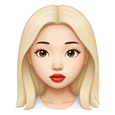 Asian girl with fool lips sticker