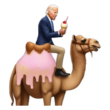president biden eating ice cream on a camel sticker