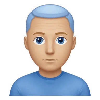 man, white man, blue eyes, sandy blonde buzzed hair, bald 30 years old, wearing blue shirt sticker