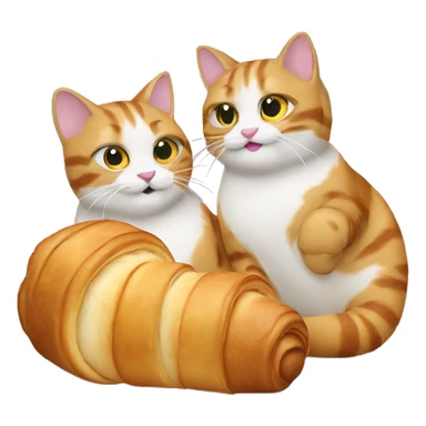 2 french cats eating croissants sticker
