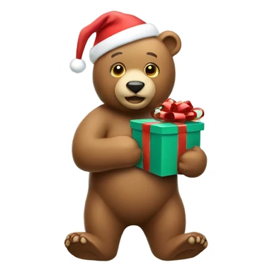 Christmas bear holding gifts sticker