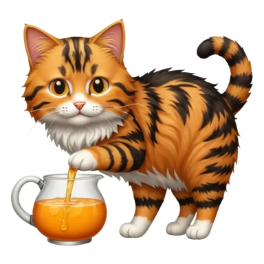 a pouring tabby cat sticker