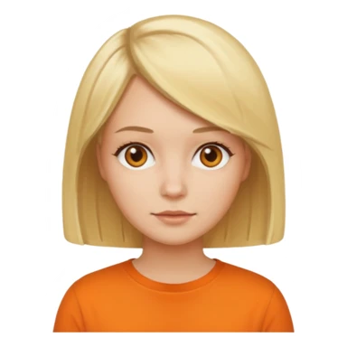 Women with blond hair bob and orange shirt sticker