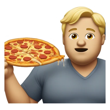 blonde fat man eating pizza sticker