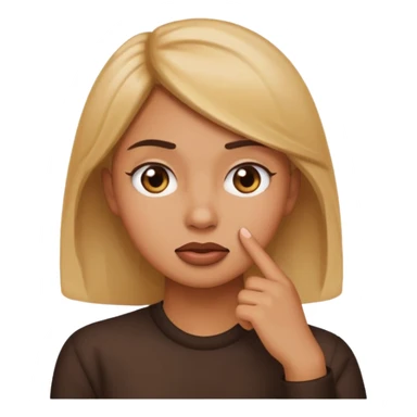 face emoji with a hand on chin, judging, sassy petty expression sticker