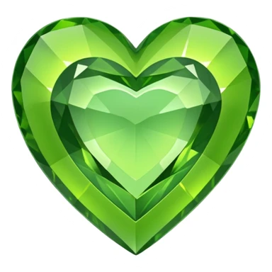 green heart looking ios but like a gemstone with sharp outlines and shiny the color is more like lime sticker