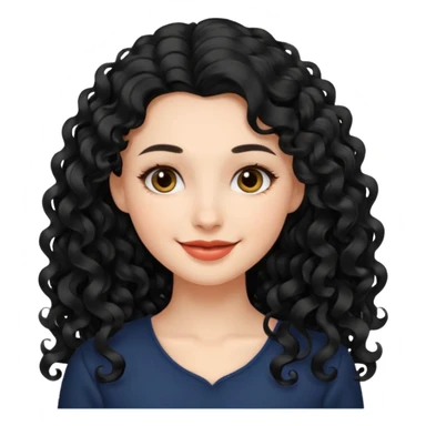 persona mujer con piel clara y rizos suaves color negro y largos  y sin volumen sticker