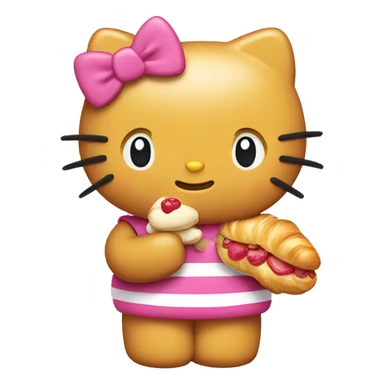 Hello Kitty eating croissant sticker