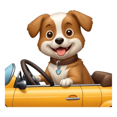 Dog driving car sticker