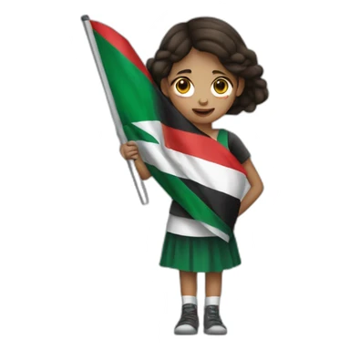 Injured girl holding Palestine flag sticker