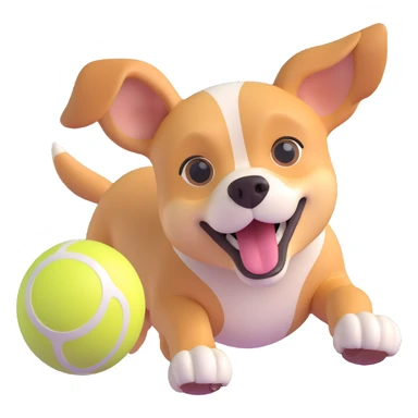 dog chasing ball in forrest, close up pose sticker
