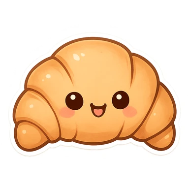 chibi sticker-style croissant, cute and exaggerated sticker