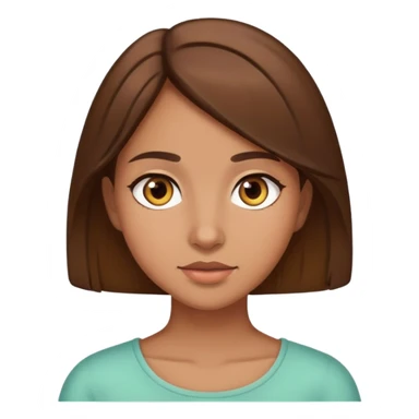 girl with brown hair to the shoulders, brown eyes, olive complexion sticker
