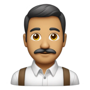 Jayendrasinh Solanki as Developer in white shirt with sleeve up and mustach sticker