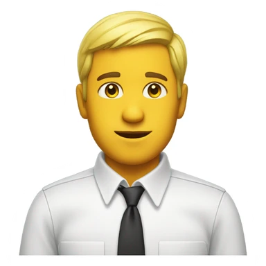 yellow skin man on desk wearing white button down shirt front view sticker