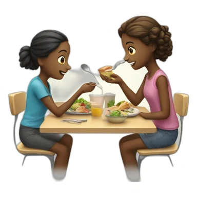 Two girls eating lunch sticker