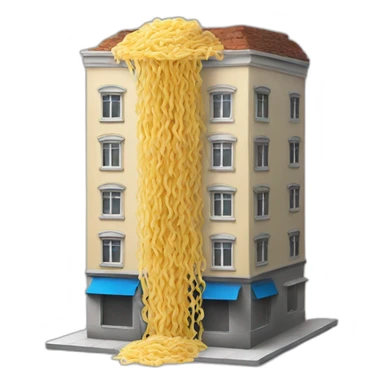 Un edificio comiendo una pasta sticker