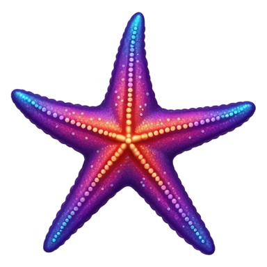color gradient between red and purple glitter starfish sticker
