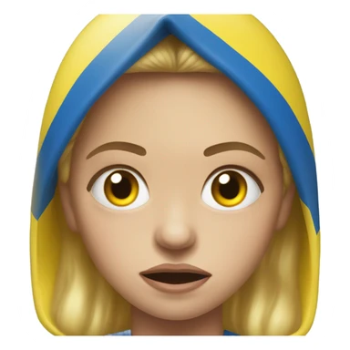 super-realistic angry female Ukrainian with ukranian flag sticker