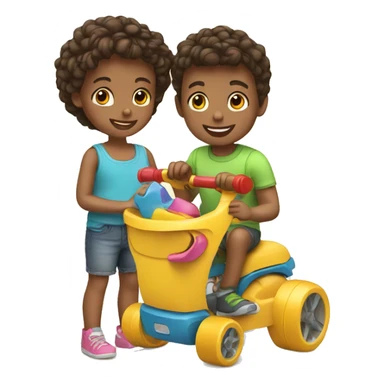 2 children Sharing toys sticker
