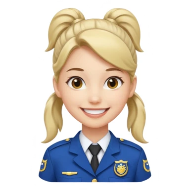 Young Female: ponytail hair, wearing uniform, white skin sticker