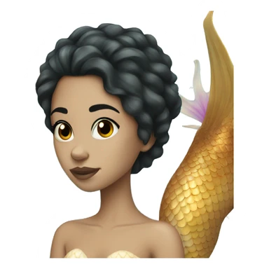 Mermaid white girl with black hair sticker