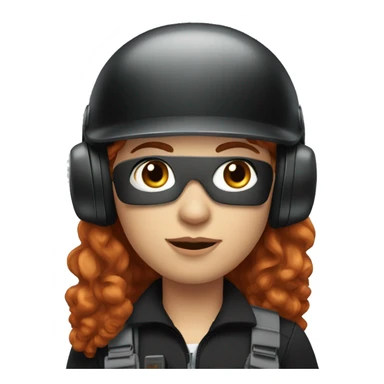 operator dressed in black with a milatary helmet, without glasses, wearing a headset, ready to respond to alerts, preferably curly redhead female  sticker